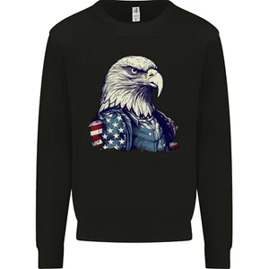 July 4th American Eagle With USA Flag Kids Sweatshirt Jumper - Picture 1 of 3