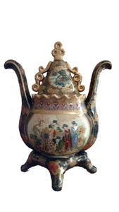 Vintage Royal Satsuma Japanese Vase Geisha Girls Gilded Double Handles & Lid - Picture 1 of 14