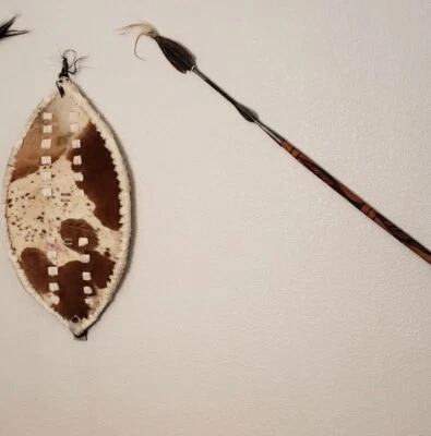 Lanza Masai Africana Antigua Lanza Keniana H-55"|4'8 pies y 1 Masai-Escudo Zulú Foto 1 de 4