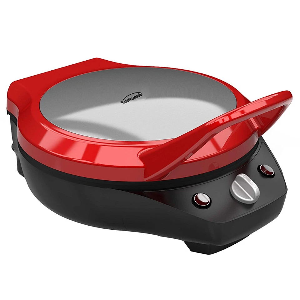 Brentwood Ts-124R 1200 Watt 12 Inch Non Stick Pizza Maker And Grill In Red