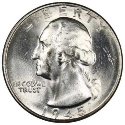 1945-S Washington Quarter UNC+ Uncirculated Details Better Date 25C A1689 - Image 1 of 2