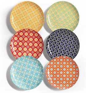 Salad Plates & Dessert Plates - Colorful Ceramic Plate Set for Pasta, Pancakes - Picture 1 of 8