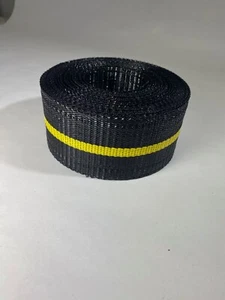 40 ft, BLACK with YELLOW stripe Aluminum lawn chair webbing new, 2 1/4 in wide - Picture 1 of 4