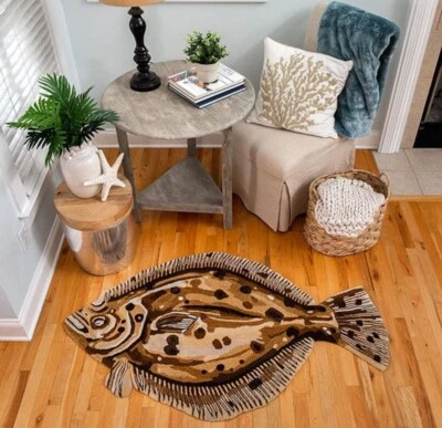 Alfombra de bebé Coastal Flounder alfombra acolchada para niños área hecha a mano  Foto 1 de 4