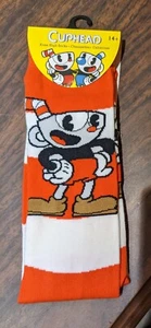 Knee high CUPHEAD socks 14+ Striped Red and White - Picture 1 of 2