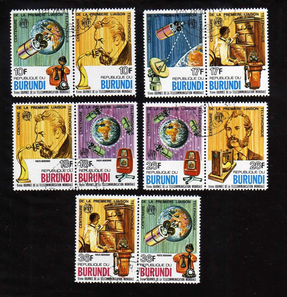 BURUNDI -  Scott #511-513, C253-C254, 1st Telephone - Image 1 of 1