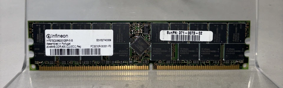 Infineon 2GB PC3200 DDR-400MHz ECC DIMM HYS72D256220GBR-5-B (UNTESTED) - Image 1 of 4