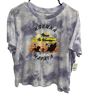 Disney The Lion King Hakuna Matata Tie-Dye Cropped T-Shirt Sz 3XL - Image 1 of 4
