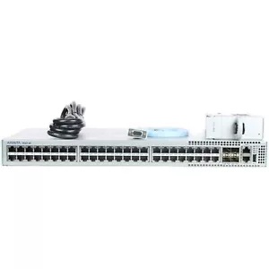 Arista DCS-7010T-48-R 48P 1GbE 4P 10GbE SFP+ RA Switch with rack mounts. - Picture 1 of 4