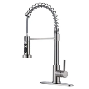 Grifo de cocina rociador extraíble de una sola manija ARCORA, resorte de acero inoxidable - Imagen 1 de 5