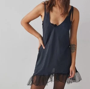 Free People Lace Slip Dress Black Small Whimsical - Picture 1 of 4