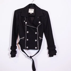 L'Agence Billie Wool Blend Felt Double Breasted Belted Moto Military Jacket S - Picture 1 of 4