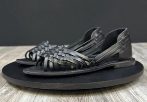 Sandalias planas tejidas de cuero negras 109264559 de ASOS DESIGN Francis, talla 5 para mujer - Imagen 1 de 10