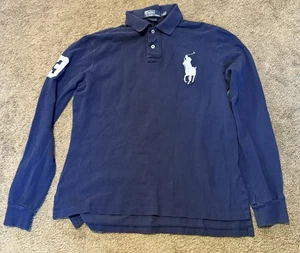 Polo Ralph Lauren Men’s Size Large Long Sleeve Custom Fit Casual Navy Big Pony - Picture 1 of 9