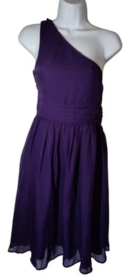 Tevolio Purple One-Shoulder Knee Length Chiffon Dress 10 - Image 1 of 4
