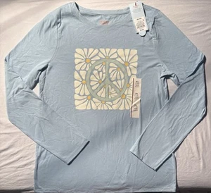 Cat & Jack Girl's Size XL (14) Long Sleeve Daisy Graphic T-Shirt Light Blue New - Picture 1 of 1