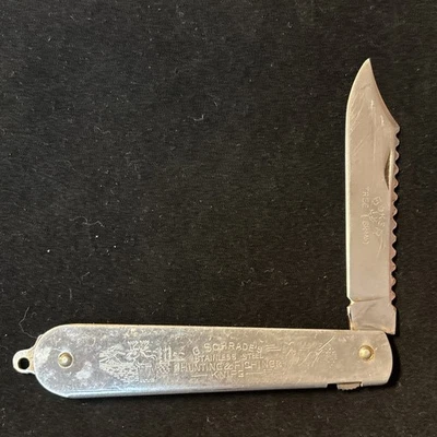 Navaja de Bolsillo G. Schrade’s Acero Inoxidable Caza y Pesca Camping De Colección Foto 1 de 4