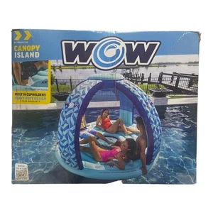 WOW Sports Pool Island Float, Inflatable Float with Canopy, Blue - Picture 1 of 3