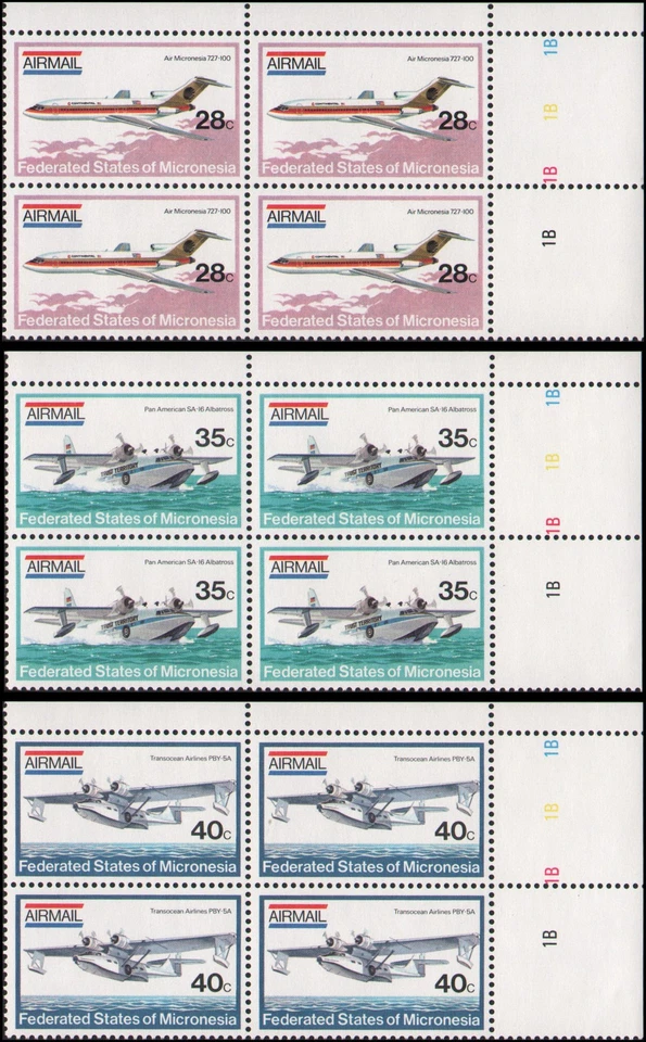 Micronesia #C1-C3 MNH VF plate blocks - Image 1 of 1