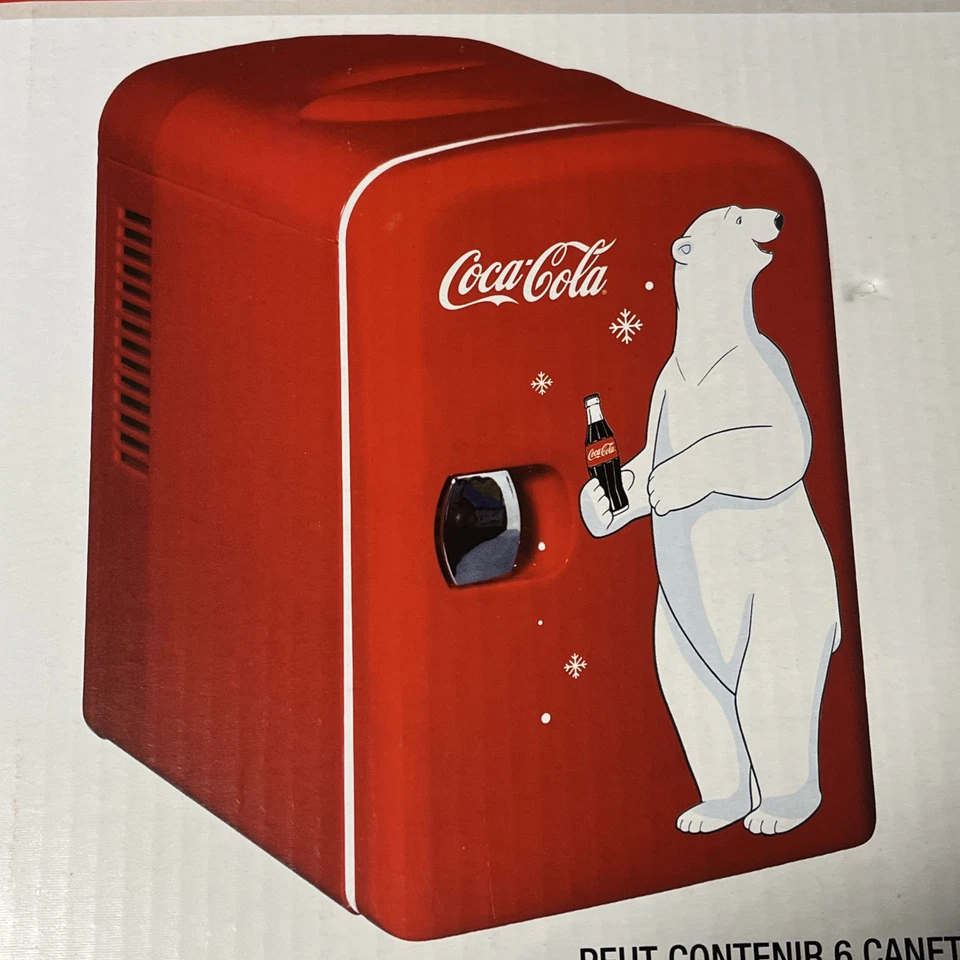 NIB Coca Cola Polar Bear Red Retro Personal Fridge Holds 6-12 Oz Cans Koolatron - Image 1 of 4
