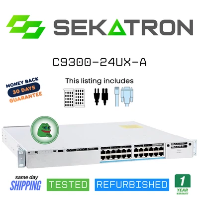 ♻️ Cisco C9300-24UX-A 24-Port Multigigabit UPoE Switch - Ready-to-use ⚡Fast Ship - Image 1 of 2
