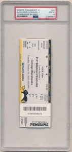 CONNOR BEDARD NHL DEBUT FULL TICKET 2023 NHL PENGUINS BLACKHAWKS PSA 10 GEM MINT - Picture 1 of 2