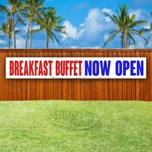 DESAYUNO BUFFET AHORA ABIERTO Publicidad Vinilo Bandera Letrero GRANDE ENORME TAMAÑO XXL - Imagen 1 de 6