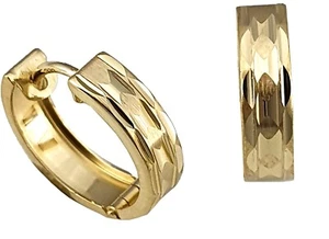 Klappcreolen Creolen Gold 333 diamantiert 15 mm Gelbgold 8 Karat Ohrringe - Bild 1 von 3