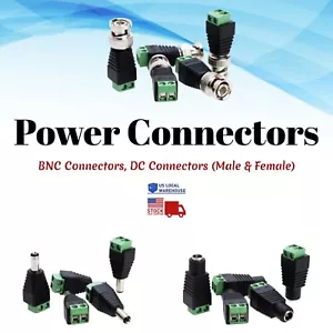 Power Connector BNC DC 2.1 x 5.5mm Male / Female Adapter Balun Jack CCTV Lot - Picture 1 of 13