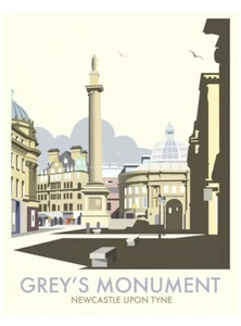 Tarjeta de cumpleaños en blanco estilo Art Deco Grey's Monument Newcastle día del padre - Imagen 1 de 1