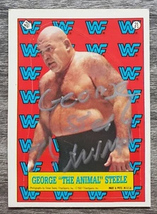 George The Animal Steele Signed 1987 WWF Card Sticker WWE Wrestling Topps RAD - Picture 1 of 1