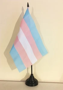 BANDERA DE MESA TRANSGÉNERO 9" X 6" 22,5cm x 15cm banderas ORGULLO GAY - Imagen 1 de 1