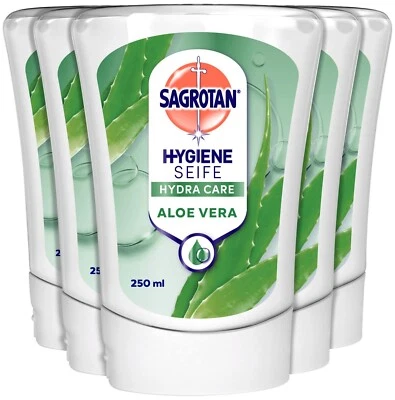SAGROTAN Seife flüssig Nachfüller für No-Touch Spender Aloe Vera Duft 5 x 250ml - Bild 1 von 4