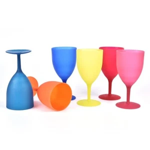 6 Pcs/Set Plastic Wine cups Goblet Cocktail Cups Colorful Frosted Picnic - Picture 1 of 11