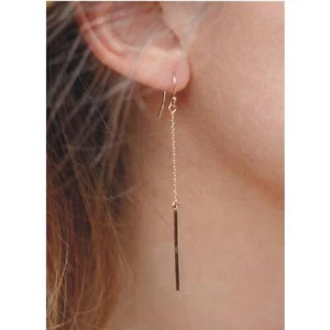 PAIR Women's Gold/Sterling Silver Plated Chain Long Dangle Drop Hook Earrings - Picture 1 of 3