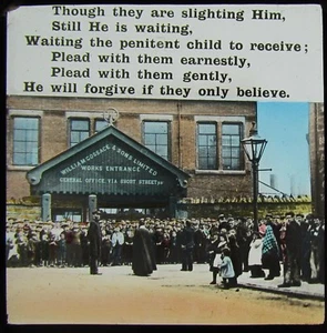 Glass Magic Lantern Slide WILLIAM COSSACE & SON FACTORY C1910 RELIGIOUS PHOTO - Picture 1 of 2