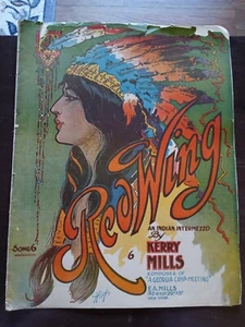  Red Wing An Indian Intermezo by Kerry Mills Antique Sheet Music 1907-SHIP N 24H - Picture 1 of 2