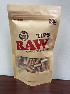 RAW Pre-Rolled Tips Filter Tips - 200 count Bag~Ready To Use