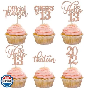 Rsstarxi Confezione 30 Topper Cupcake 13° Compleanno Glitter Dal 2012 Ciao 13 Th - Foto 1 di 5