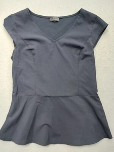 The Limited Womens Peplum Top S Navy Blue V-Neck Cap Sleeve Office - Picture 1 of 11
