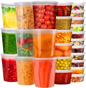 Containers With Lids Deli 48 Sets - Plastic Soup 8oz 16oz 32oz Take Out - Picture 1 of 1