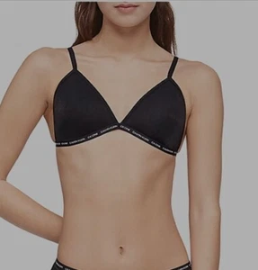 Calvin Klein CK One Glisten Lightly Lined Triangle Bralette XS Black QF6524 - Picture 1 of 5