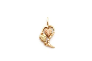 Black Hills Gold 10k Heart Pendant Leaf - Picture 1 of 8
