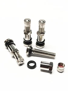 4X Chrome Wheel Alloy Valves Caps Metal 8mm 11mm BBS RS RC LM OZ VALVES 4 PCS - Picture 1 of 3