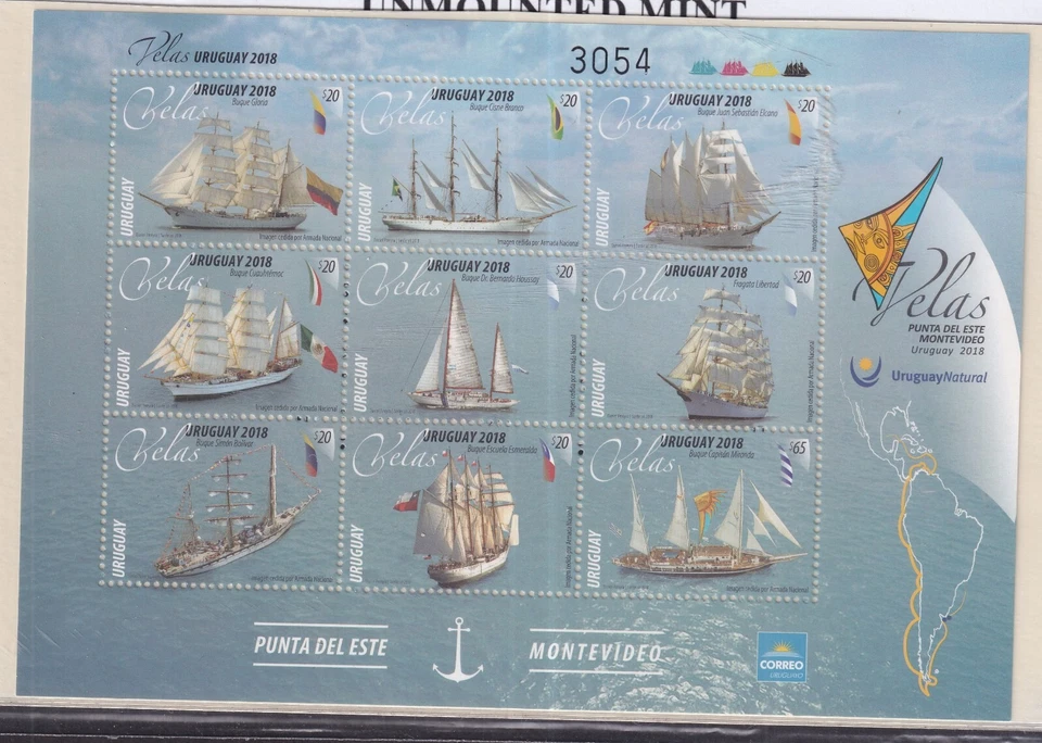 2018    URUGUAY -  SG: N/A - SAILING SHIPS - UNMOUNTED MINT MINI SHEET - Image 1 of 1