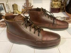 EASTLAND VINTAGE MADE IN USA BROWN LEATHER LACE-UP ANKLE BOOTS 9 M - Picture 1 of 16