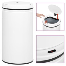 Pattumiera Automatica e Sensore 60 L Acciaio al Carbonio Bianco O9K2