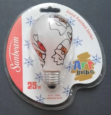 Vintage Sunbeam Art Bulbs Light 25w SANTA Hand Painted 2002 Christmas Lightbulb - Image 1 of 4