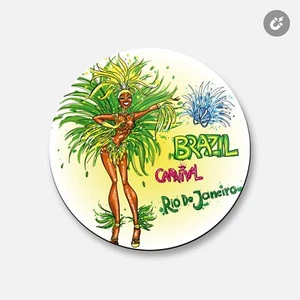Brazil Carnival Rio De Janeiro | 4'' X 4'' Round Decorative Magnet - Picture 1 of 2