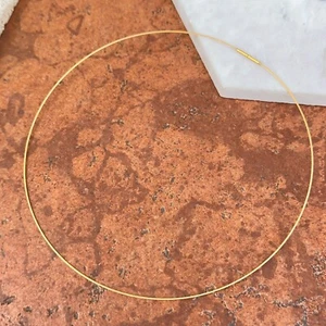 18KT Gold Plated Stainless Steel Cable .60mm Neck Wire Collar 20" Necklace - Picture 1 of 5